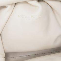 Pre Owned Bottega Veneta White Lambskin The Mini Pouch Crossbody