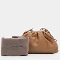 Pre Owned Bottega Veneta Brown Lambskin The Mini Pouch Crossbody
