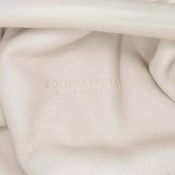 Pre Owned Bottega Veneta White Lambskin The Mini Pouch Crossbody
