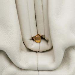 Pre Owned Bottega Veneta White Lambskin The Mini Pouch Crossbody