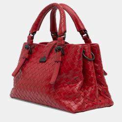 Pre Owned Bottega Veneta Red Mini Nappa Intrecciato Roma Satchel