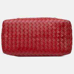 Pre Owned Bottega Veneta Red Mini Nappa Intrecciato Roma Satchel