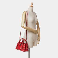 Pre Owned Bottega Veneta Red Mini Nappa Intrecciato Roma Satchel