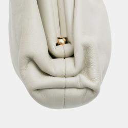 Pre Owned Bottega Veneta White Lambskin The Mini Pouch Crossbody