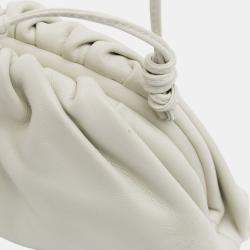 Pre Owned Bottega Veneta White Lambskin The Mini Pouch Crossbody