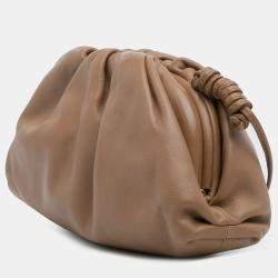 Pre Owned Bottega Veneta Brown Lambskin The Mini Pouch Crossbody