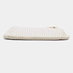 Pre Owned Bottega Veneta White Medium Nappa Intrecciato Veneta Hobo
