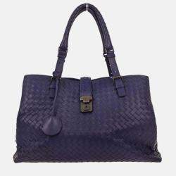 Pre Owned Bottega Veneta Purple Intrecciato Roma Tote Bag