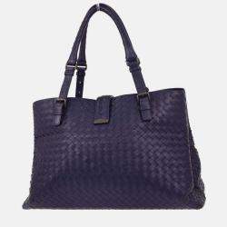 Pre Owned Bottega Veneta Purple Intrecciato Roma Tote Bag