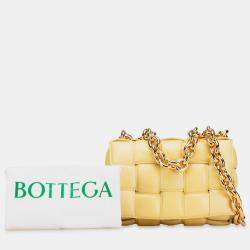 Pre Owned Bottega Veneta Yellow Nappa Intrecciato Padded Chain Cassette Satchel