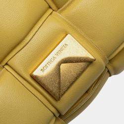 Pre Owned Bottega Veneta Yellow Nappa Intrecciato Padded Chain Cassette Satchel