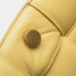 Pre Owned Bottega Veneta Yellow Nappa Intrecciato Padded Chain Cassette Satchel