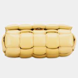 Pre Owned Bottega Veneta Yellow Nappa Intrecciato Padded Chain Cassette Satchel