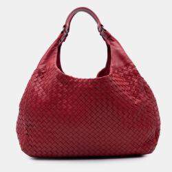 Pre Owned Bottega Veneta Red Large Nappa Intrecciato Campana Hobo