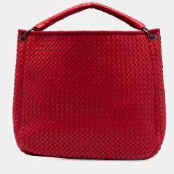 Pre Owned Bottega Veneta Red Nappa Intrecciato Tote