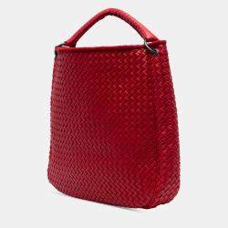 Pre Owned Bottega Veneta Red Nappa Intrecciato Tote