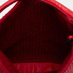 Pre Owned Bottega Veneta Red Nappa Intrecciato Tote