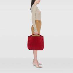 Pre Owned Bottega Veneta Red Nappa Intrecciato Tote