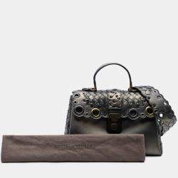 Pre Owned Bottega Veneta Brown Small Intrecciato Trimmed Metallic Nappa Grommet Piazza Satchel