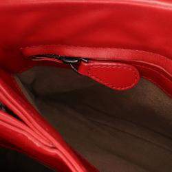 Pre Owned Bottega Veneta Red Mini Nappa Intrecciato Roma Satchel