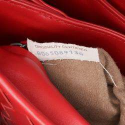 Pre Owned Bottega Veneta Red Mini Nappa Intrecciato Roma Satchel