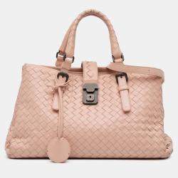 Pre Owned Bottega Veneta Beige Small Nappa Intrecciato Roma Satchel