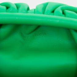 Pre Owned Bottega Veneta Green Lambskin The Mini Pouch Crossbody