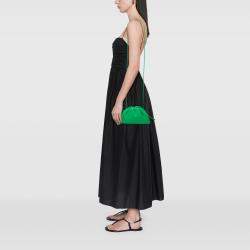 Pre Owned Bottega Veneta Green Lambskin The Mini Pouch Crossbody