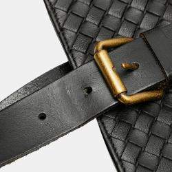 Pre Owned Bottega Veneta Black Nappa Intrecciato Belted Tote