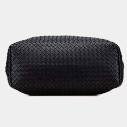 Pre Owned Bottega Veneta Black Nappa Intrecciato Belted Tote