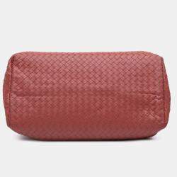 Pre Owned Bottega Veneta Red Medium Nappa Intrecciato Roma Tote
