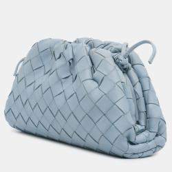 Pre Owned Bottega Veneta Blue Nappa Intrecciato The Mini Pouch Crossbody