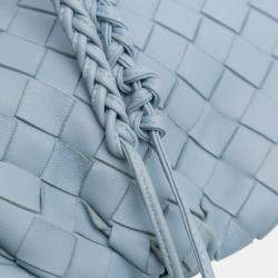 Pre Owned Bottega Veneta Blue Nappa Intrecciato The Mini Pouch Crossbody
