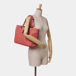 Pre Owned Bottega Veneta Red Medium Nappa Intrecciato Capri Tote