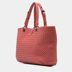 Pre Owned Bottega Veneta Red Medium Nappa Intrecciato Capri Tote