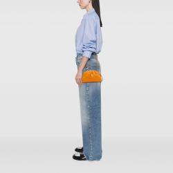 Pre Owned Bottega Veneta Orange Lambskin The Mini Pouch Crossbody
