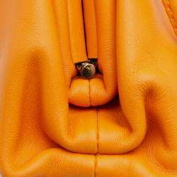 Pre Owned Bottega Veneta Orange Lambskin The Mini Pouch Crossbody