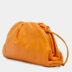 Pre Owned Bottega Veneta Orange Lambskin The Mini Pouch Crossbody