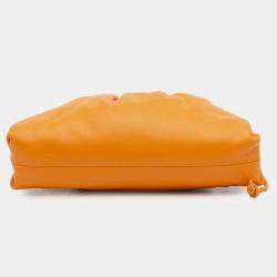 Pre Owned Bottega Veneta Orange Lambskin The Mini Pouch Crossbody