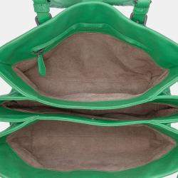 Pre Owned Bottega Veneta Green Small Nappa Intrecciato Roma Satchel