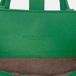 Pre Owned Bottega Veneta Green Small Nappa Intrecciato Roma Satchel