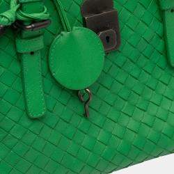 Pre Owned Bottega Veneta Green Small Nappa Intrecciato Roma Satchel