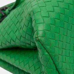 Pre Owned Bottega Veneta Green Small Nappa Intrecciato Roma Satchel