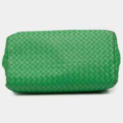 Pre Owned Bottega Veneta Green Small Nappa Intrecciato Roma Satchel
