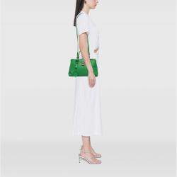 Pre Owned Bottega Veneta Green Small Nappa Intrecciato Roma Satchel
