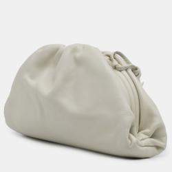 Pre Owned Bottega Veneta White Lambskin The Mini Pouch Crossbody