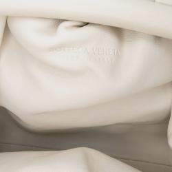 Pre Owned Bottega Veneta White Lambskin The Mini Pouch Crossbody