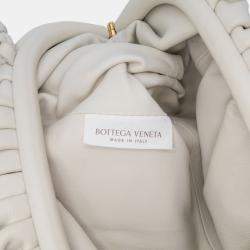 Pre Owned Bottega Veneta White Lambskin The Mini Pouch Crossbody