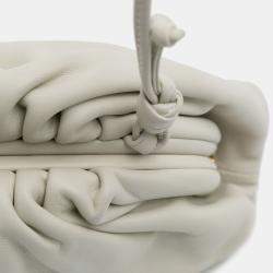 Pre Owned Bottega Veneta White Lambskin The Mini Pouch Crossbody