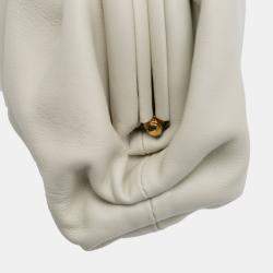 Pre Owned Bottega Veneta White Lambskin The Mini Pouch Crossbody